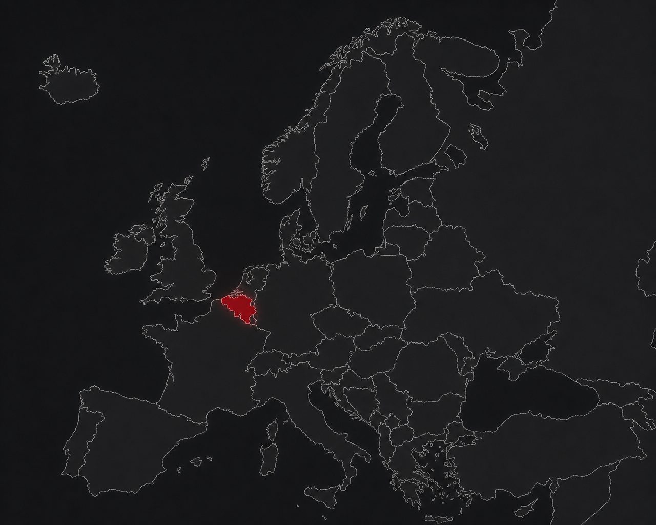 Carte de l'Europe avec la Belgique mise en évidence